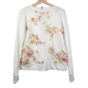 MOLLY Sheer Floral Print Sweatshirt M